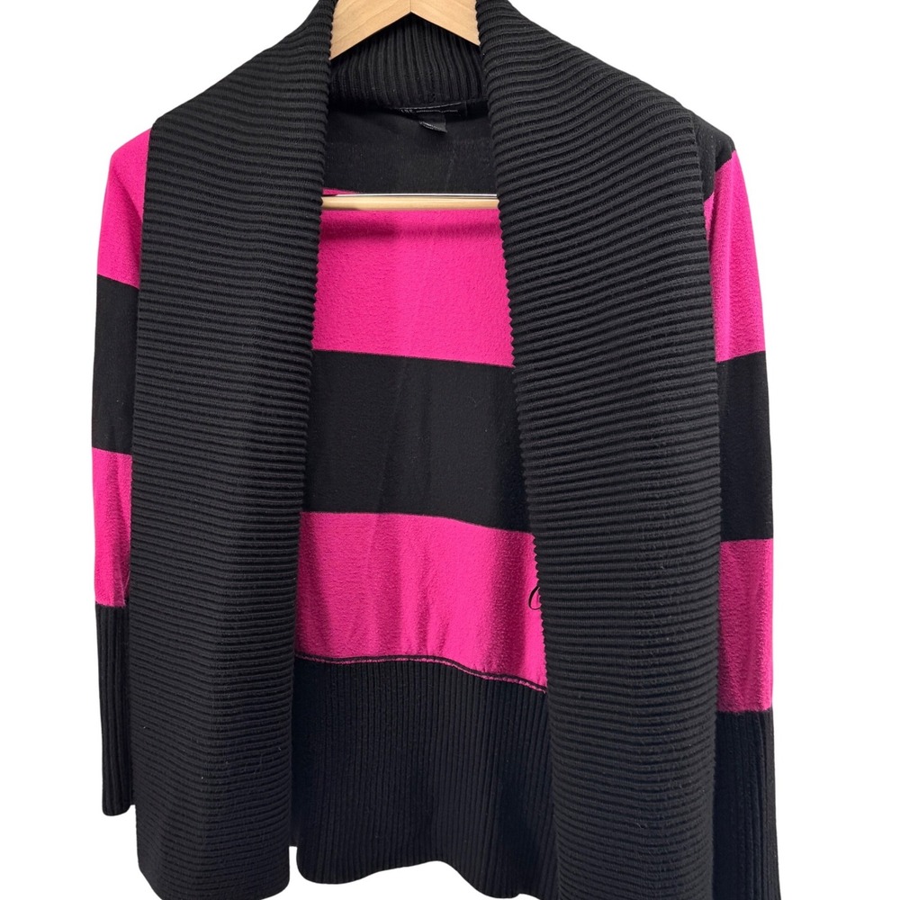 INC International Concepts Womens Cardigan Sweater M‎ Black Pink  Shawl Collar